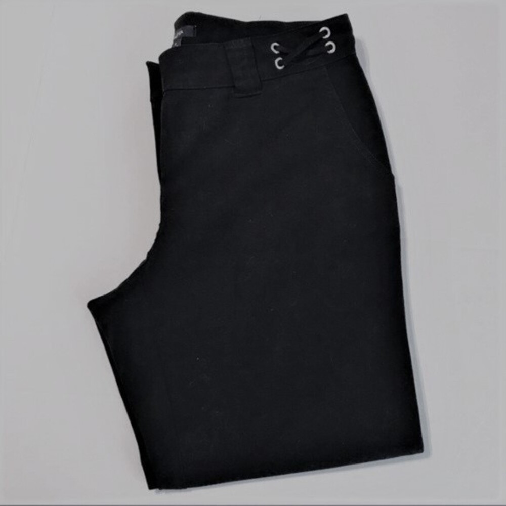 NAUTICA Size 4 Black Pants Criss Cross Belt Capris Cropped Neutral Work Office